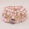 Pulsera de Hilo Bohemio Étnico Multicapa con Cuentas Corazón de Cristal para Mujer, Joyería de Mano Personalizada al por Mayor