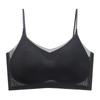 Ultra-fino gelo seda sem traços cueca mulheres fino respirável sling bonito colete traseiro peito pequeno dormir cueca