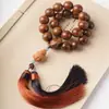 Pulseira Dupla Círculo Guofeng DIY de Madeira Liudao com Padrão de Martelo Ébano Pingente de Prata Pulseira Segurando Contas de Rosário Barraca Contas de Rosário
