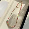Pulsera de Perlas de Agua Dulce Multicolor Piedra Natural Verano Collar Dopamina Temperamento Celebridad Cibernética Piedra Shoushan Ágata Cadena para Clavícula