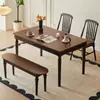 Juego de Mesa y Sillas de Comedor Rectangular Retro de Madera Maciza Estilo Francés y Americano para Apartamentos Pequeños, Mesa de Comedor Rectangular Estilo Antiguo para el Hogar