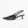 Sandalias Elegantes y de Moda con Tacón Kitten y Punta Cerrada, Espalda Hueca, Tacón de Aguja, Correa de Una Sola Línea de Tacón Alto, Nuevos Zapatos Bajos de Otoño para Mujer