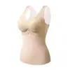 Colete Térmico de Veludo Alemão Outono e Inverno Feminino com Forro de Fleece e Bojo no Peito, Base Interna Espessada sem Marcas, Roupa Íntima à Prova de Frio e Calor