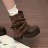 Botas Martin super estilosas de sola grossa e salto grosso para mulheres, novo estilo elegante 2026, amigáveis para baixinhas, emagrecimento, aumento de altura, botas para pernas curtas