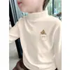 Y2556 # Camiseta Térmica de Media Altura para Niños para Otoño e Invierno, Camiseta de Manga Larga para Niños, Top Cálido Forrado de Felpa para Niños Mayores.