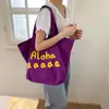 Bolsa de Lona con Letra Dopamina para Mujer 2025 Nueva Moda Trendy Bolso Tote Coreano Casual Gran Capacidad Bolsa de Compras