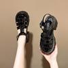 Sandalias de Plataforma para Mujer Verano 2024 Nuevas Sandalias Romanas Plataforma Impermeable Tacón de Plataforma Sandalias Tejidas Charol Zapatos de Jaula de Cerdo