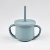 Vaso con Popote de Silicona para Bebé, Grado Alimenticio, Antiahogo, Antiderrames, Vaso de Aprendizaje para Beber, 210ml, Resistente a Mordeduras, Hervible y Esterilizable