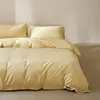 Juego de Cama de Cuatro Piezas de Algodón Puro Cepillado Espeso de Alta Gama, Hilo 60S, 100% Algodón, Ropa de Cama de Lujo Ligero, Funda de Edredón de Color Sólido
