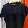 Camiseta de Punto Floral Tridimensional Dulce y Picante Color Verde Menta para Mujer, Verano, Cuello Semi Alto, Elegante Camisa Básica Ajustada, Top Dongdaemun