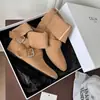 Otoño e Invierno 2025 Nuevas Botas Vaqueras Western de Cuero de Vaca Retro Francés Botines Cortos Marrones de Calle Botas Individuales para Mujer Botas