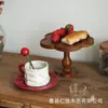 Em Estoque Madeira Maciça Renda Vintage Bandeja de Pés Altos Incensário Bandeja de Madeira Bandeja para Bolo de Vela Bandeja para Sobremesa Floral Estilo Francês