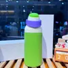 Nueva botella de agua térmica estilo macarrón de comercio exterior, hecha de acero inoxidable 304, con tapa abatible portátil, adecuada para hombres, mujeres y estudiantes; una botella de agua linda