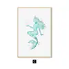 Pintura em Tela de Sereia Azul Abstrata Nórdica Pôster Simples Moderno Sala de Estar Decoração de Casa Núcleo da Pintura