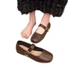Zapatos Mary Jane de estilo francés para mujer, estilo coreano, punta cuadrada, un pedal, boca baja, planos, de moda, primavera y otoño de 2025