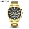 Reloj MEGIR para hombre, nuevo, multifuncional, con tres esferas y seis agujas, luminoso, resistente al agua, para negocios, venta al por mayor