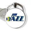 Logo de Equipo de la NBA Lakers Warriors 76ers Time Gem Aleación de Metal Llavero Grabado Colgante de Llave