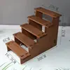 Estantería de Escalera de Madera Maciza Retro Accesorios de Almacenamiento para Pulseras Figura de Escritorio Estante para Modelos de Coches Estante de Exhibición para Esmaltes de Uñas