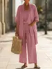 2026 Europeu e Americano Transfronteiriço Verão Novo Estilo Perna Reta Cor Sólida Viagem Férias Confortável Casual Elegante Conjunto de Três Peças