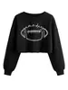 Loja independente Amazon Wish: moletom cropped feminino estiloso e versátil estilo rugby para dia de jogo, design novo para exportação