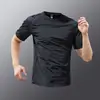 Comércio Exterior Camiseta Masculina de Secagem Rápida Verão Seda de Gelo Corrida Manga Curta Top Solto Respirável Meia Manga Roupa para Esportes Fitness Treinamento