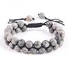 Pulsera de ágata negro natural obsidiana imán de atracción feldespato tejido doble ajustable ojo de tigre completo pulsera de hombre