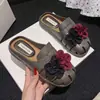 Zapatillas de Media Pantufla Elegantes de Estilo Hada con Estampado Floral de Estilo Francés, Punta Cerrada para Primavera y Verano, Sandalias Deslizables Antideslizantes de Suela Suave al por Mayor para Uso Exterior en Verano