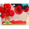 Combinación de Flores de Papel Rojas Decoración de Jardín de Infancia Montaje para el Inicio de Clases Decoración de Aula Pegatinas de Pared 3D Decoración Temática