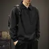 Outono Americano Retrô Hoodie Pesado de Botão Único Masculino Macio Grudento Gola Alta Solto Tamanho Grande Camisa Polo Atacado