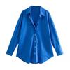 Popular Multicolor 2024 Primavera Nueva Ropa de Mujer Estilo Europeo y Americano Moda Urbana Casual Color Puro Camisa Popelina para Mujer