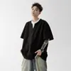 Llegada Nueva Verano 2025 Camiseta de Manga Corta con Cuello en V Waffled Falsa de Dos Piezas para Hombre Moda Suelta Casual Camiseta de Manga Corta para Hombre