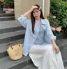 Moda Nova Primavera 2026 Tamanho Grande Feminino Colete Listrado Estiloso Conjunto de Camisa Top Leve com Proteção Solar Estilo Fino