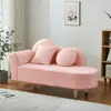 Sofá-cama chaise lounge pequeno de couro de cordeiro cor creme para apartamento sofá mini para quarto de casa cadeira de sofá madeira