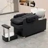 Sillón de peluquería para peinar el cabello Cama para lavar el cabello Cama para el cuidado del cabello Peluquería para hombres Cama para lavar el cabello Estilo de celebridad de internet Sillón semi-reclinable Lavabo profundo Cama para shampoo