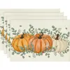 Amazon Halloween Acción de Gracias Manteles Individuales Calabaza Hoja de Arce Manteles Individuales Pavo Otoño Decoración de Mesa Manteles Individuales Resistentes al Calor