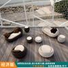 Sofá de exterior, patio, balcón, redondo, informal, silla de ratán, hotel, jardín, creativo, curvo, combinación de tres piezas