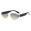 Gafas de Sol Retro Sin Marco para Viaje de Mujer Gama Alta Ojo de Gato Montura Pequeña Estilo Europeo Gafas de Sol con Protección UV para Caras Cuadradas y Redondas