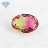 Huagang Gema Forma de Huevo Imitación Alta Turmalina Sandía Vidrio Piedra Suelta Ovalada Artificial Colorida Gema Superficie de Anillo Bx04