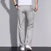 Pantalones casuales de seda italiana de alta gama antiarrugas 2026 verano finos holgados rectos para hombre pantalones de vestir