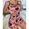 Pijama Feminino de Verão Europeu e Americano Mais Vendido Transfronteiriço Conjunto de Duas Peças Camisola Sexy Casual Shorts Roupa de Casa