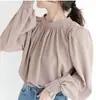 Blusa de Gasa Estilo Coreano 2026 Primavera Secado Rápido Resistente a las Arrugas Cuello Redondo Manga Abullonada para Exportación