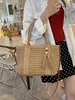 Bolsa de playa de gran capacidad para mujer, nuevo estilo verano 2025, bolso tote tejido a mano de paja casual para ir al trabajo