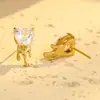 Brincos de Aço Inoxidável em Formato de Coração com Zircônias Cravejadas de Diamante Design Moderno Personalizado Joias para Orelha Atacado