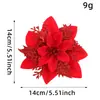 Decoraciones de Navidad Flores de Navidad Li Chen Oro y Plata Rojo Flores Artificiales de Tres Capas Decoraciones para Colgar en el Árbol de Navidad Accesorios para Fotografía