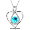Collar de doble capa de plata de ley s925 con corazón eterno transfronterizo europeo y americano, colgante de piedra asiática para mujer con doce cumpleaños, cadena de clavícula.