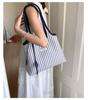 Bolso Tote para Mujer 2026 Verano Diseño de Nicho Rayas Simple Moda Casual Bolso de Mano de Lona Bolso de Hombro para Viajes