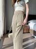 [2510] Pantalones de pierna ancha y estrecha para mujer, nuevos pantalones de verano de cintura alta con abertura, sueltos, casuales, rectos, tipo banana