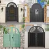 Portão de Jardim de Ferro Forjado Liga de Alumínio Portão de Pátio de Villa Cerca de Campo Jardim Aço Inoxidável Simples e Duplo Arco Externo