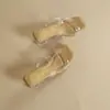 Sandalias Transparentes de Tacón Grueso para Mujer 2025 Verano Nuevo Estilo Tacones Altos de Cristal Estilo Hada Chanclas de Correa Única