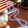 Collar de Jade de Roca de Cuarzo Optimizado Violeta Hielo Claro de 12 mm Cadena Larga para Suéter de Primavera y Verano Nudo Dulce de Moda